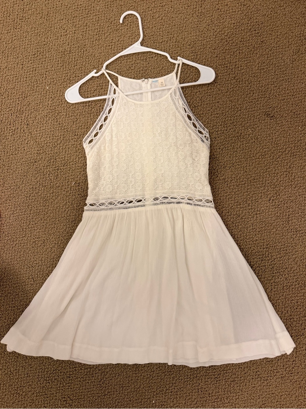 Lulu's White Lace Halter Skater Dress